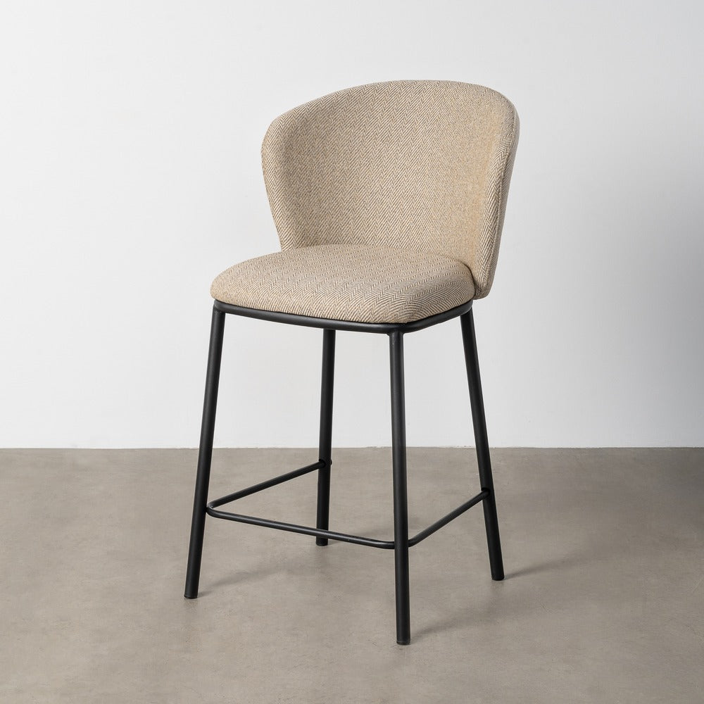 TABURETE ESPIGA BEIGE TEJIDO-METAL SALÓN 55 X 55 X 96 CM