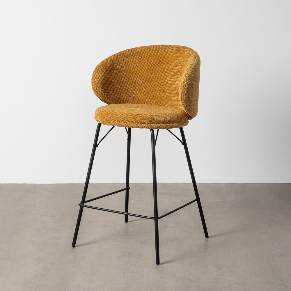 TABURETE MOSTAZA TEJIDO-METAL SAL�N 46,50 X 46,50 X 90 CM