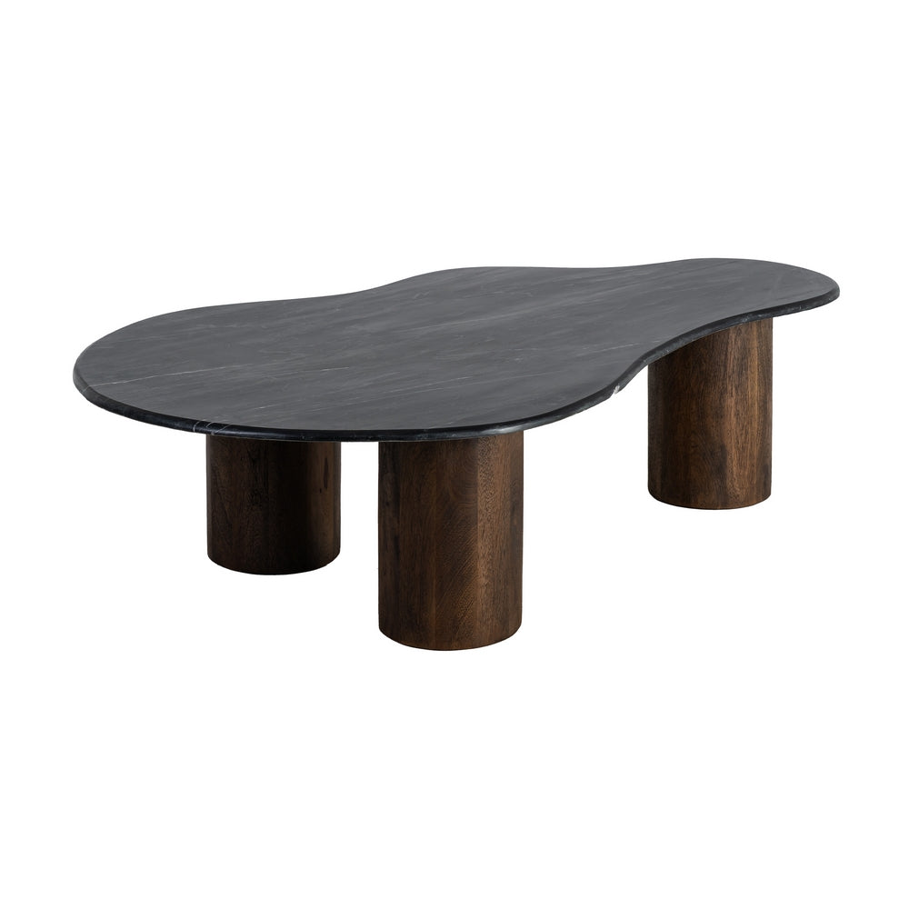 MESA CENTRO NEGRO-MARR�N M�RMOL/MADERA 135 X 80 X 37 CM