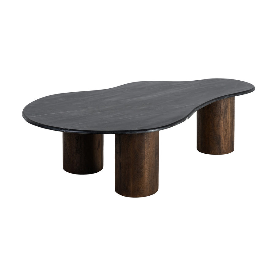 MESA CENTRO NEGRO-MARRÓN MÁRMOL/MADERA 135 X 80 X 37 CM