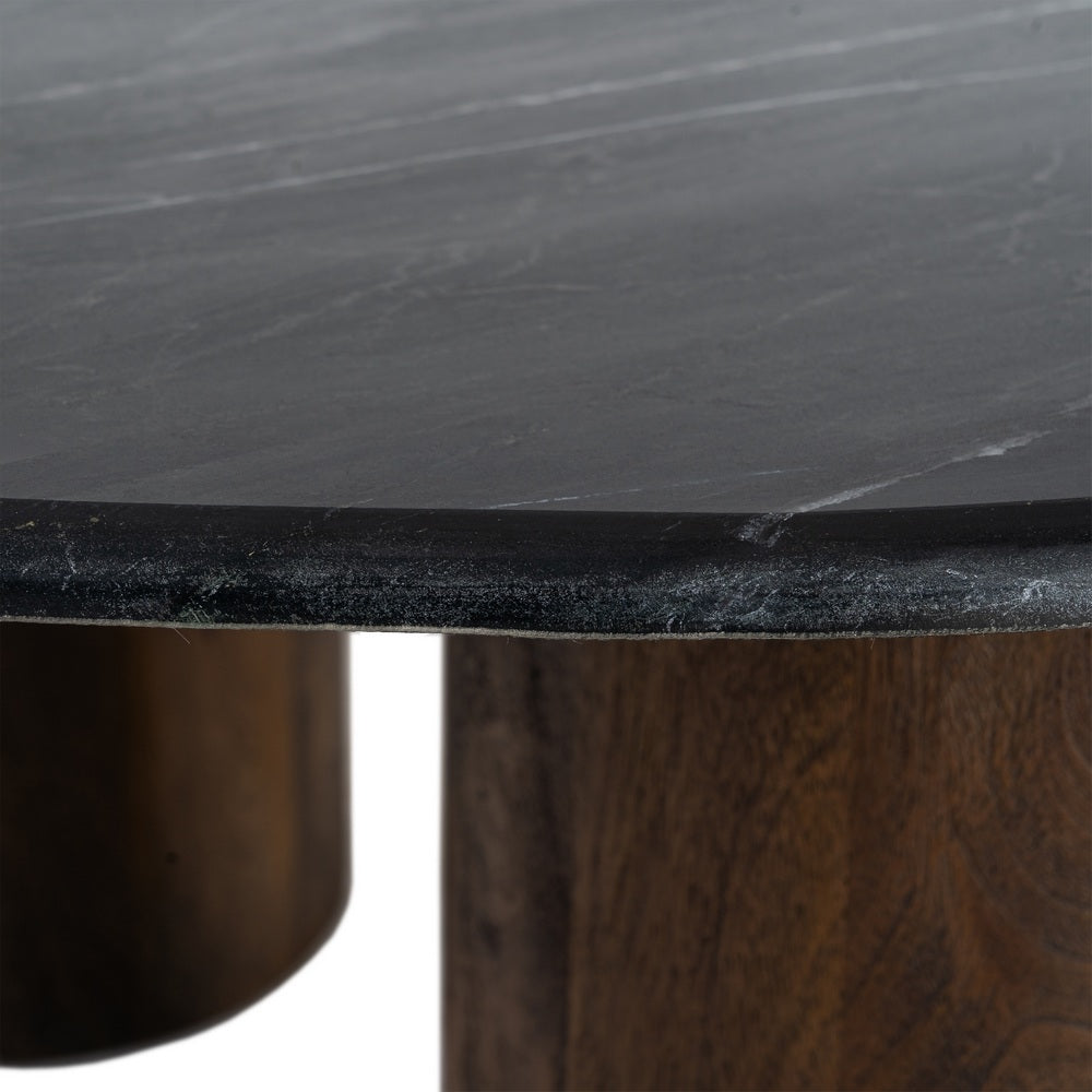 MESA CENTRO NEGRO-MARRÓN MÁRMOL/MADERA 135 X 80 X 37 CM