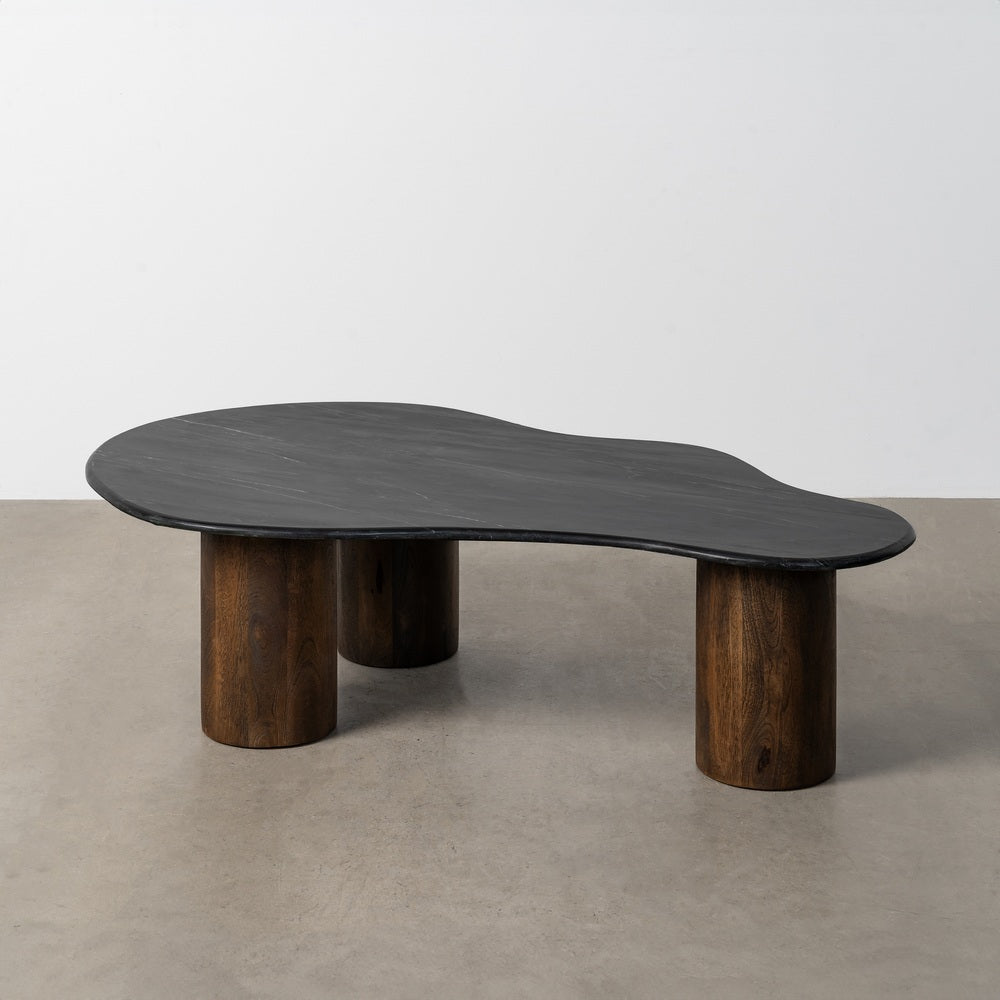 MESA CENTRO NEGRO-MARRÓN MÁRMOL/MADERA 135 X 80 X 37 CM