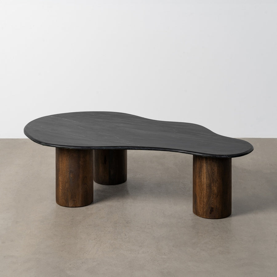 MESA CENTRO NEGRO-MARRÓN MÁRMOL/MADERA 135 X 80 X 37 CM