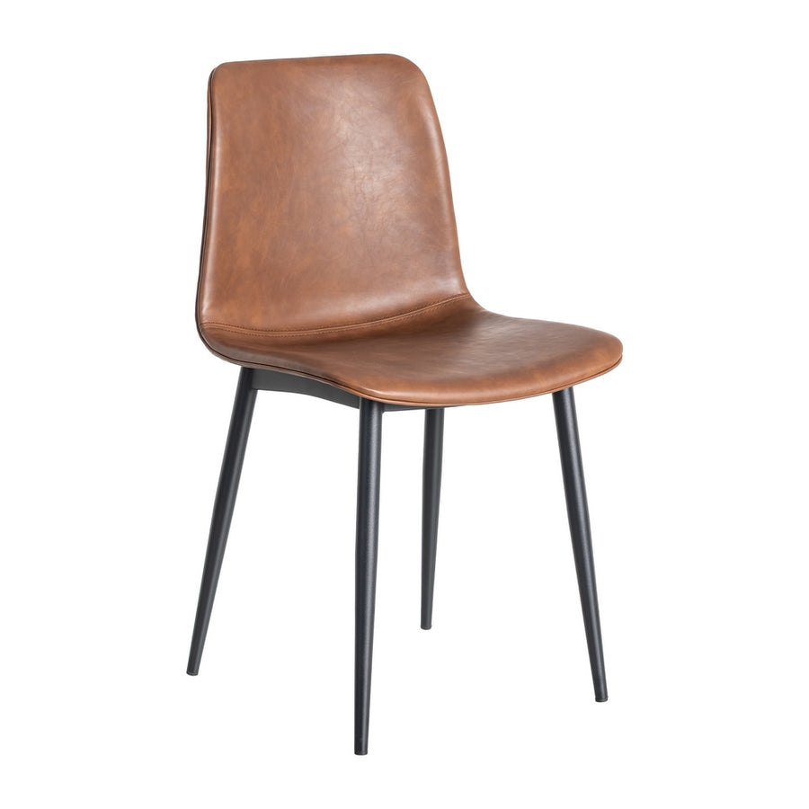 BROWN METAL / FAUX LEATHER CHAIR