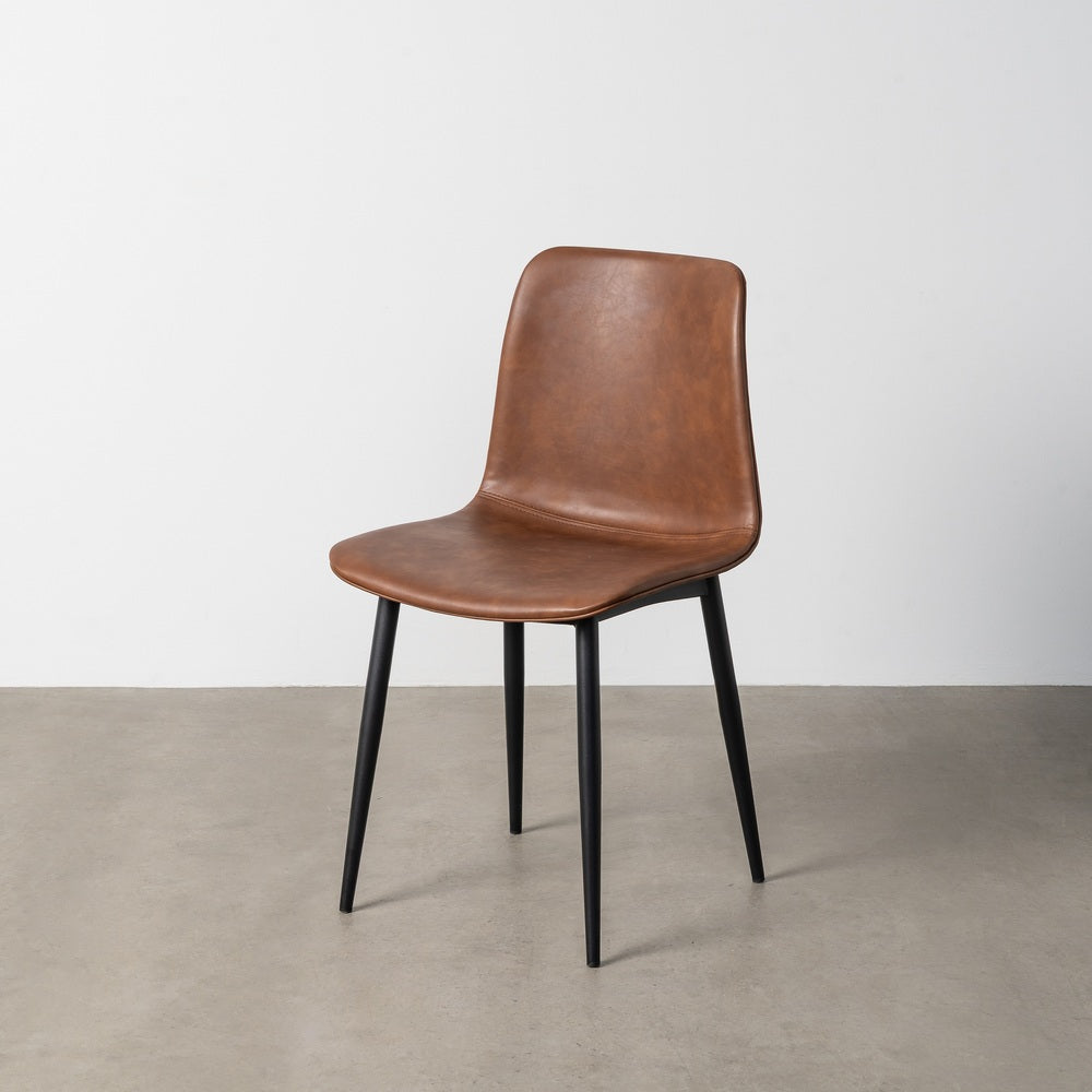 BROWN METAL / FAUX LEATHER CHAIR
