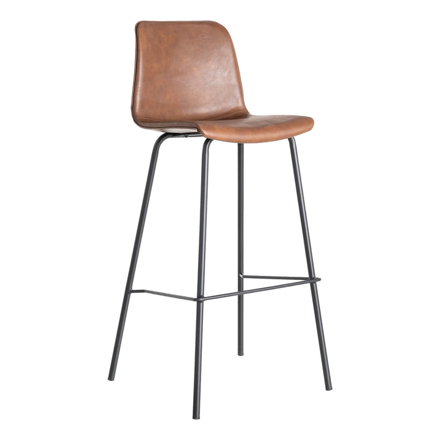 BROWN METAL / FAUX LEATHER STOOL 47 X 47 X 103 CM