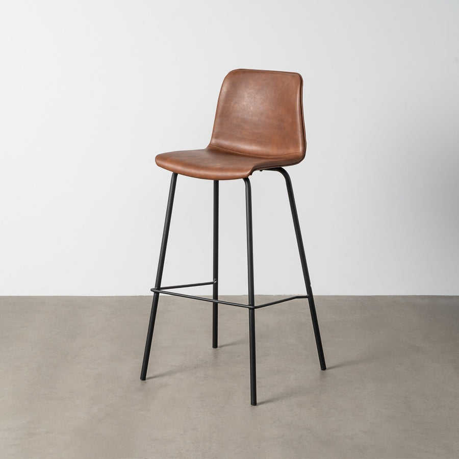 BROWN METAL / FAUX LEATHER STOOL 47 X 47 X 103 CM