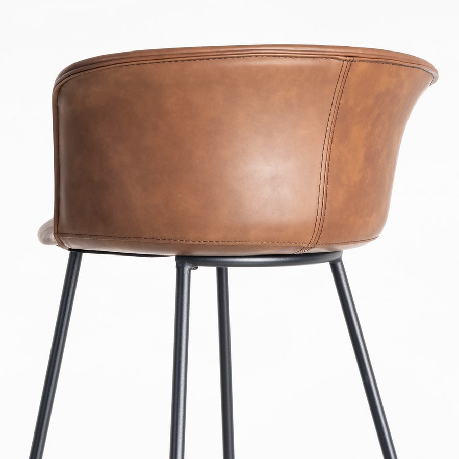 TABURETE MARRÓN METAL / SIMIL PIEL 44,50 X 48,50 X 93,50 CM
