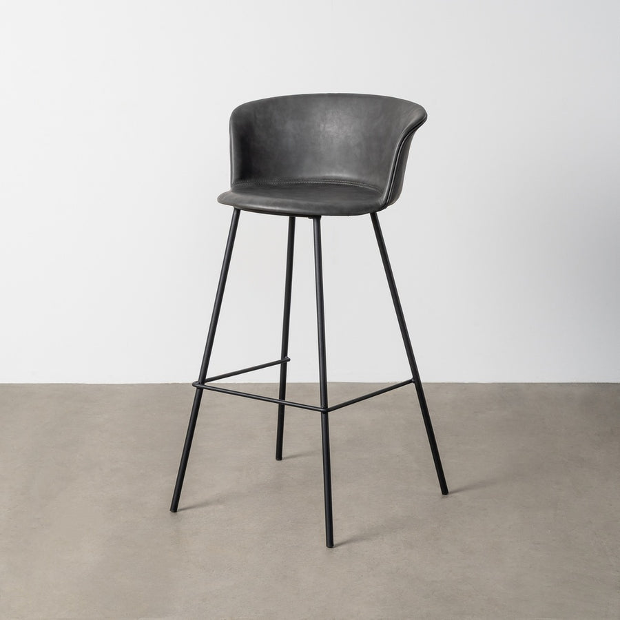 TABURETE NEGRO METAL / SIMIL PIEL 44,50 X 48,50 X 93,50 CM