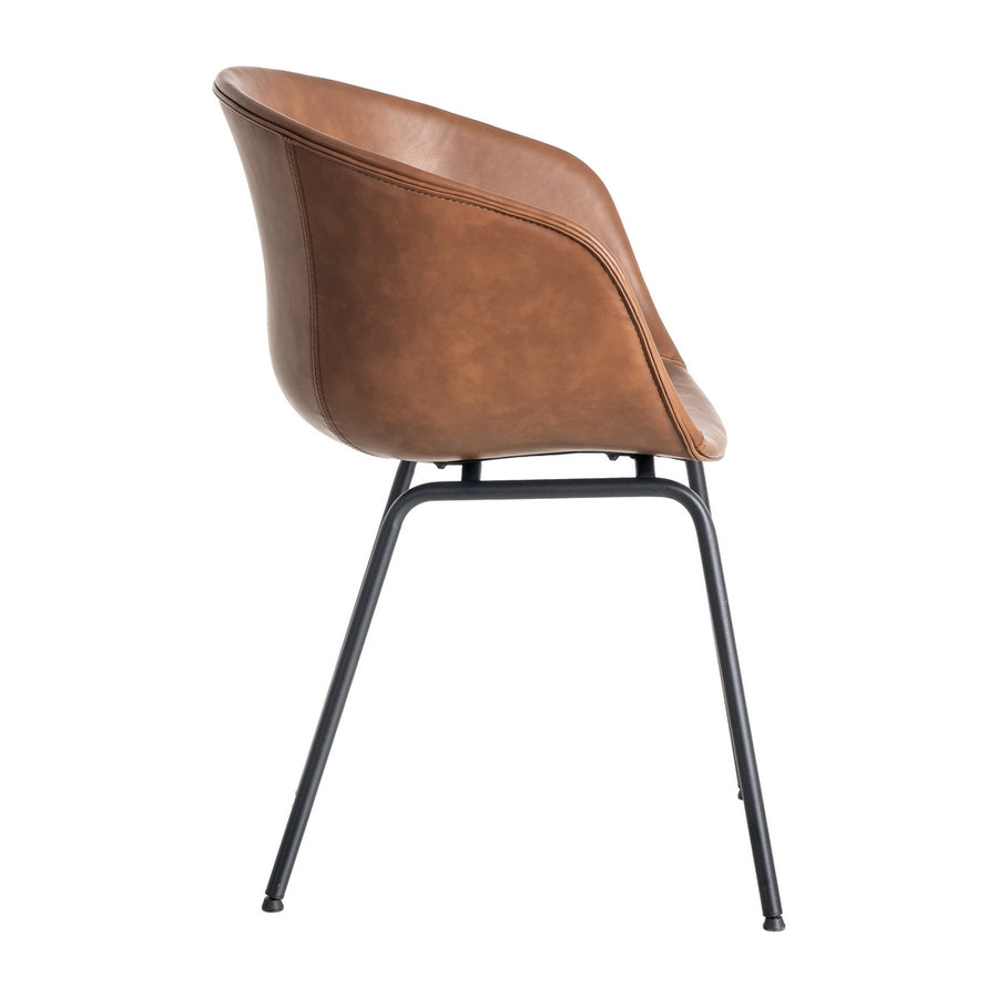 SILLA MARRÓN METAL / SIMIL PIEL 59 X 50,50 X 81,50 CM