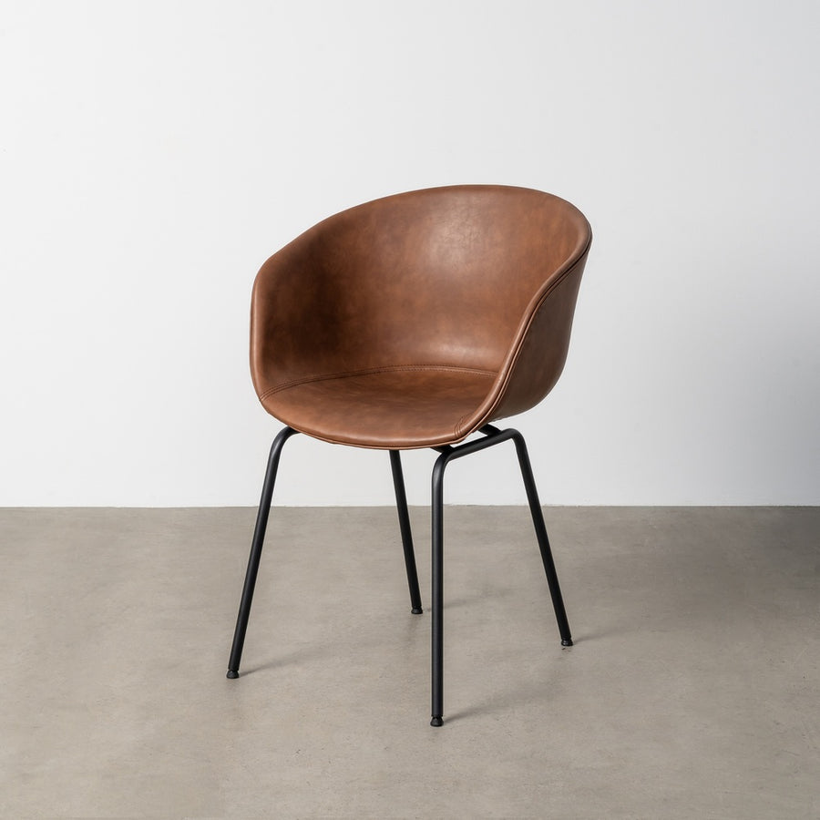 SILLA MARRÓN METAL / SIMIL PIEL 59 X 50,50 X 81,50 CM