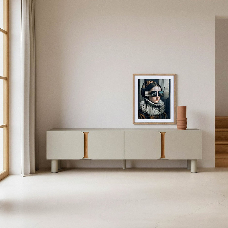 TAUPE TV UNIT MDF LIVING ROOM 180 X 40 X 50 CM