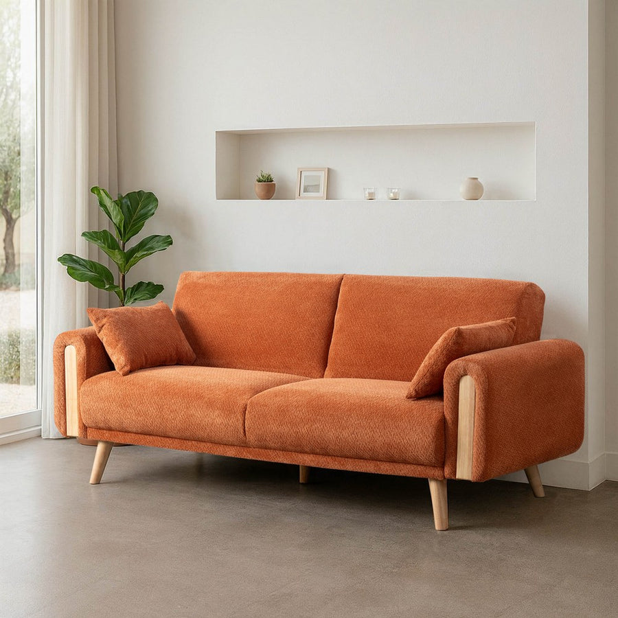 SOFÁ-CAMA TERRACOTA TEJIDO SALÓN 218 X 82 X 90 CM