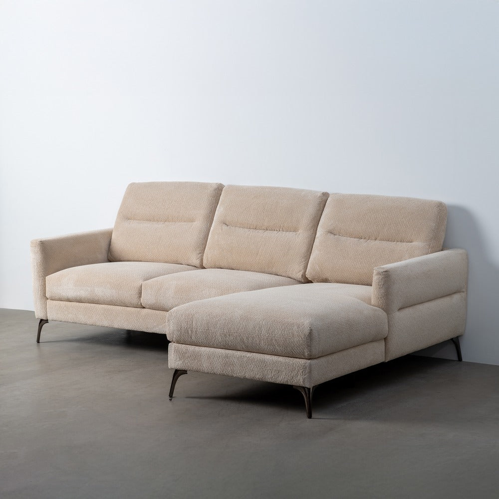 SOFÁ CHAISE LONGUE CREMA TEJIDO SALÓN 238 X 160 X 87,50 CM