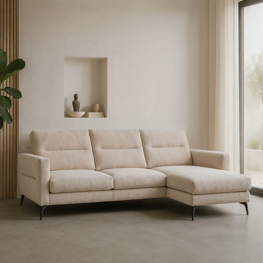SOFÁ CHAISE LONGUE CREMA TEJIDO SALÓN 238 X 160 X 87,50 CM
