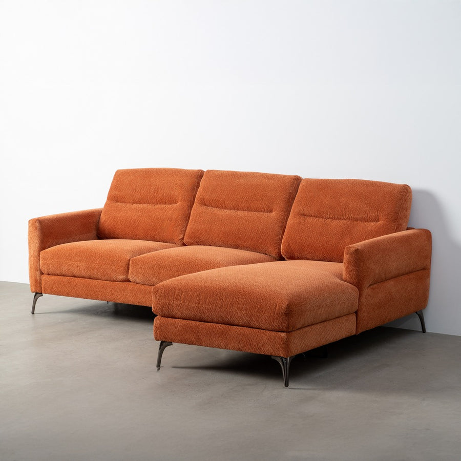 SOFÁ CHAISE LONGUE TERRACOTA TEJIDO 238 X 160 X 87,50 CM