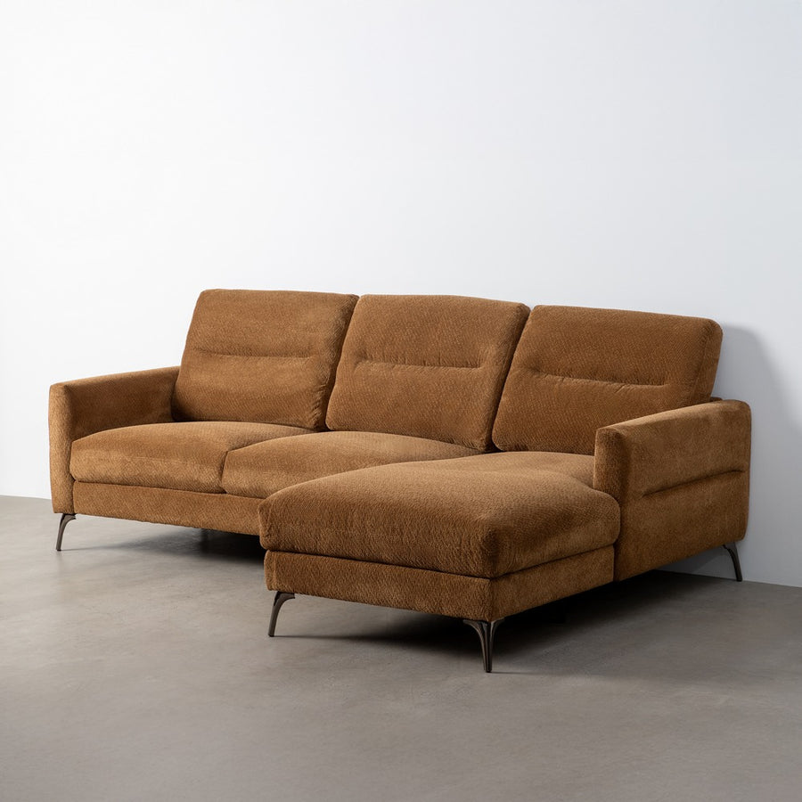 SOFÁ CHAISE LONGUE MARRÓN TEJIDO SALÓN 238 X 160 X 87,50 CM