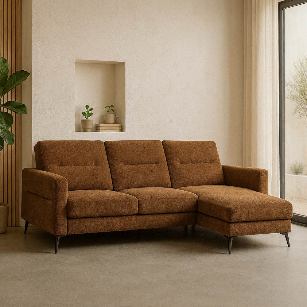 SOF� CHAISE LONGUE MARR�N TEJIDO SAL�N 238 X 160 X 87,50 CM