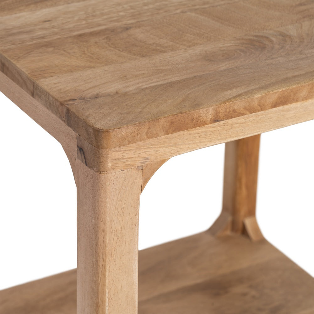 MESA AUXILIAR NATURAL MADERA DE MANGO 50 X 50 X 50 CM