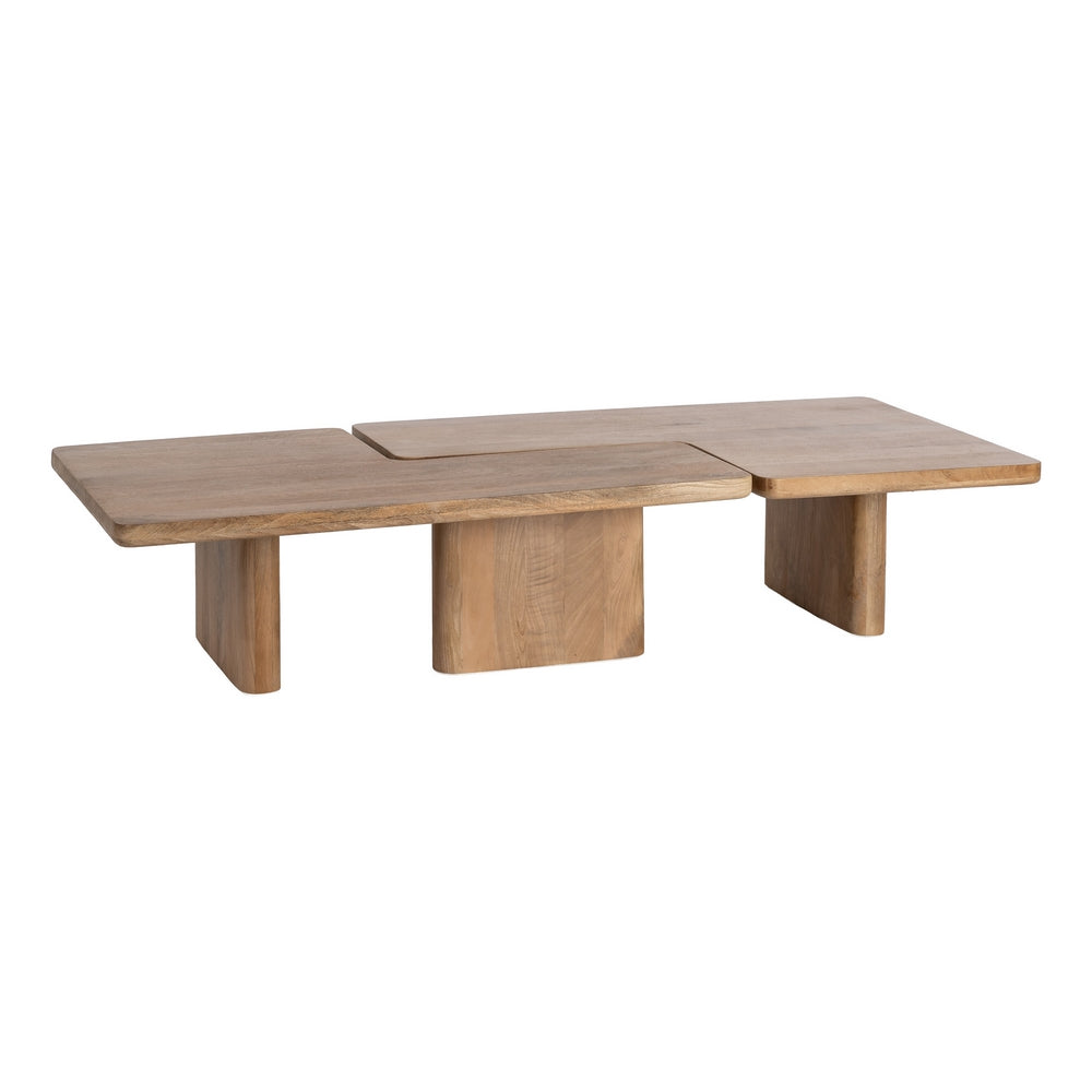 S/2 MESA CENTRO NATURAL MADERA DE MANGO 120 X 70 X 36 CM