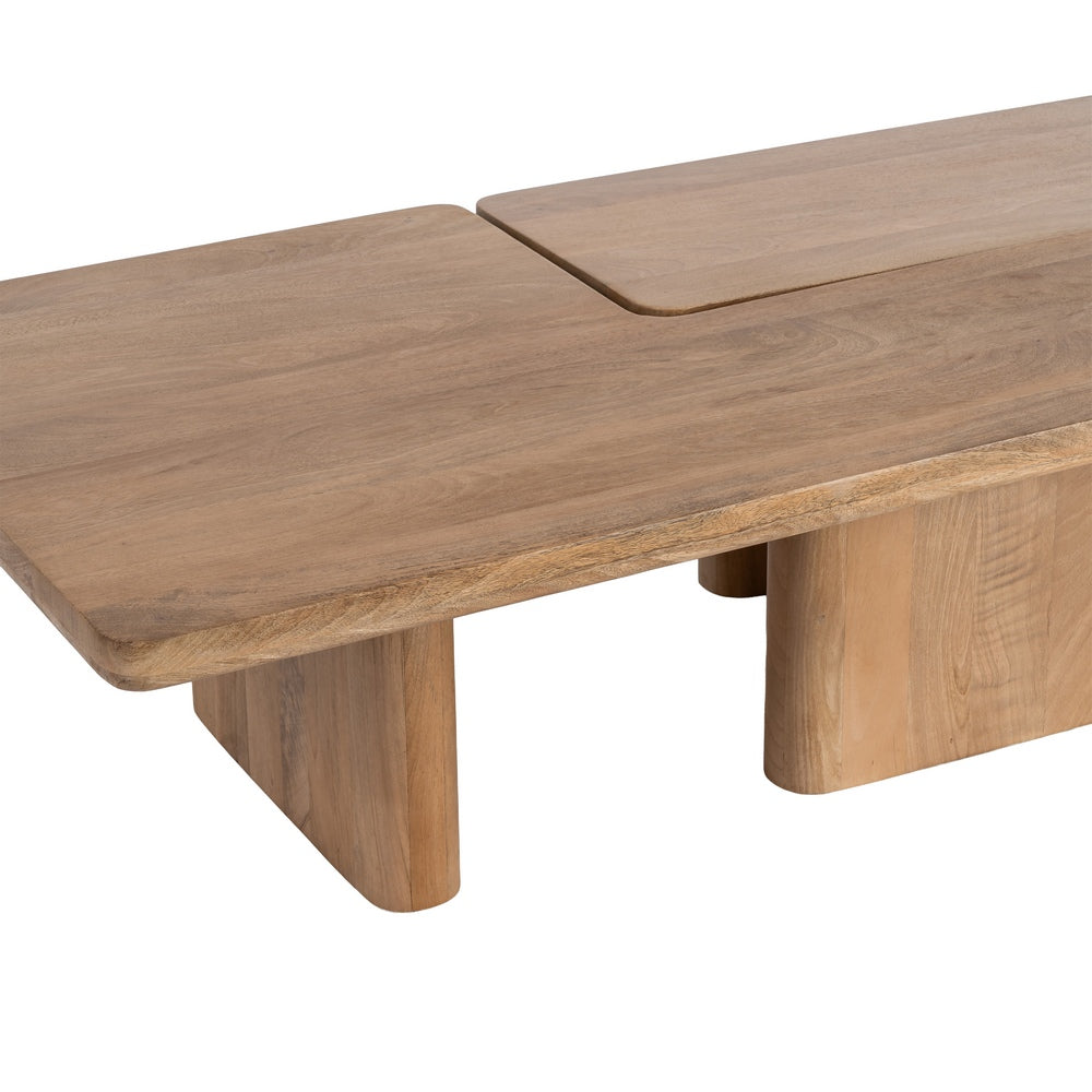 S/2 MESA CENTRO NATURAL MADERA DE MANGO 120 X 70 X 36 CM