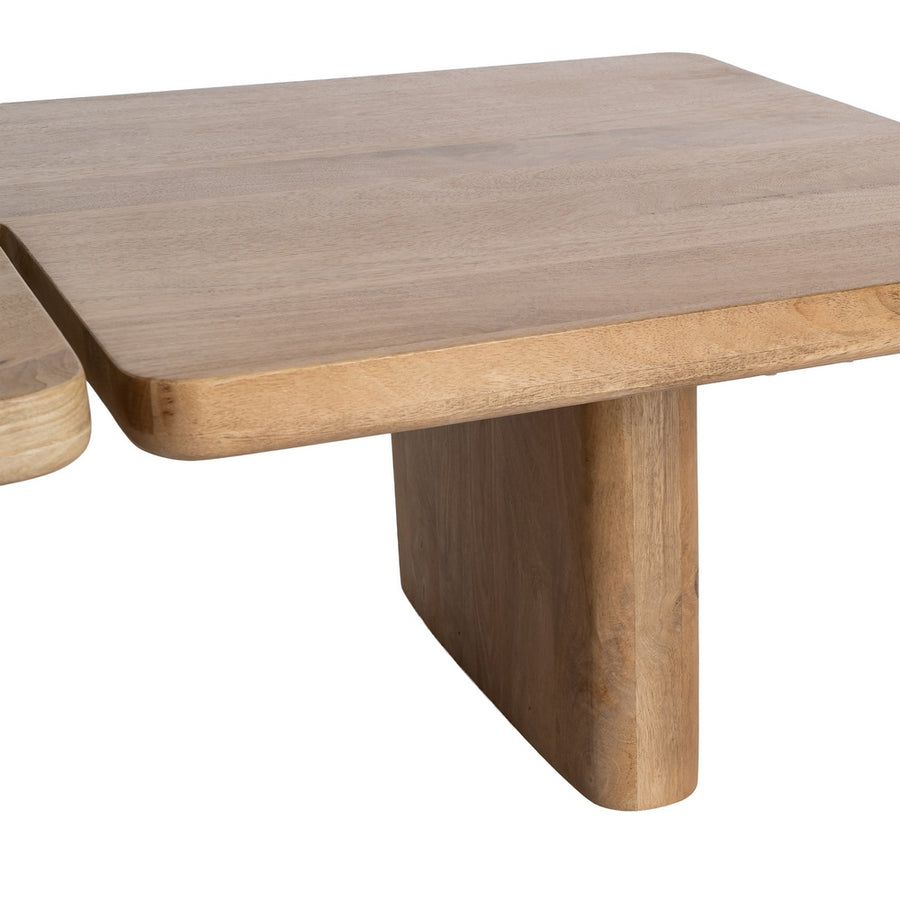 S/2 MESA CENTRO NATURAL MADERA DE MANGO 120 X 70 X 36 CM