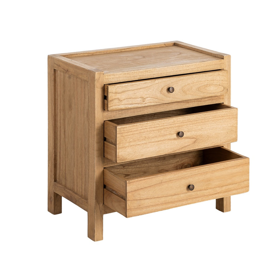 MESITA NATURAL MADERA MINDI DORMITORIO 65 X 40 X 65 CM