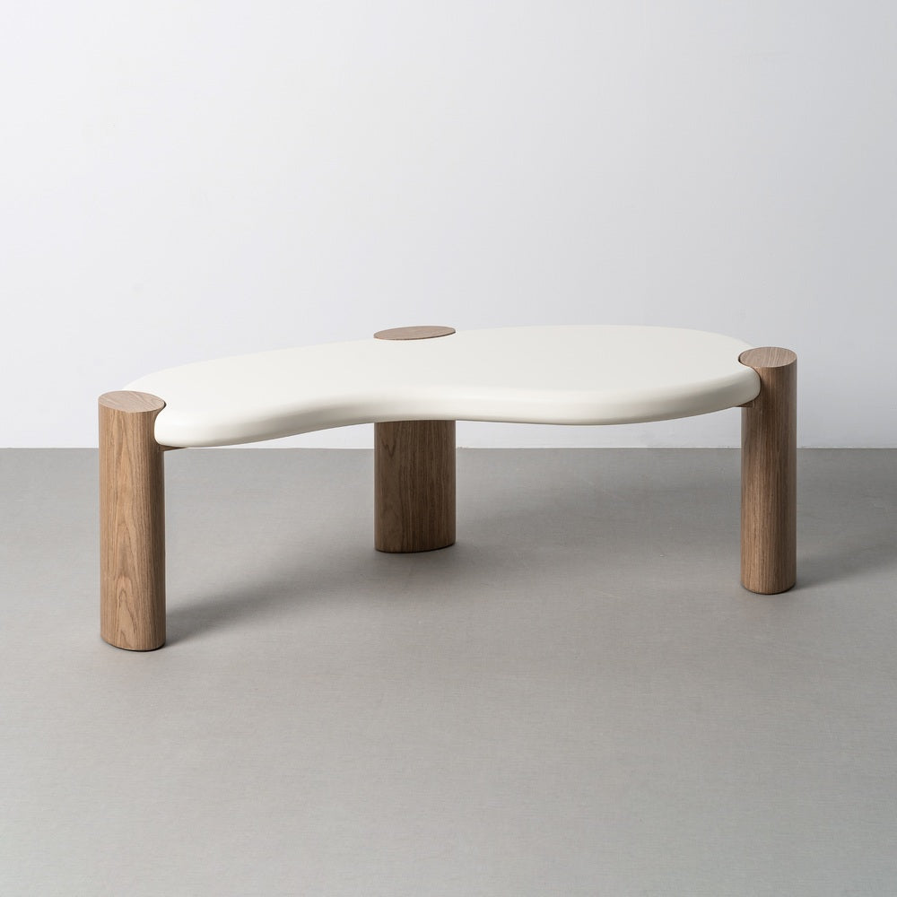 WHITE-NATURAL COFFEE TABLE MDF LIVING ROOM 125 X 60 X 41 CM