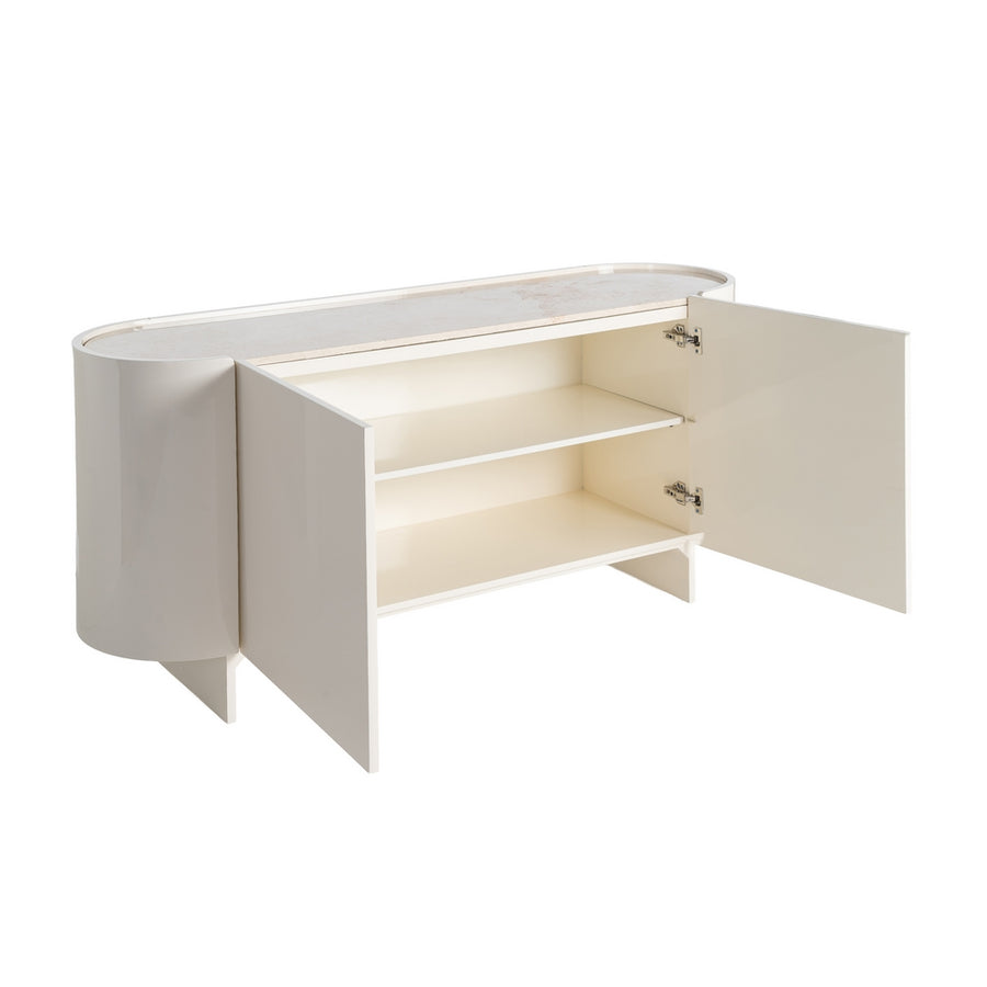 APARADOR LACADO CREMA MÁRMOL-DM SALÓN 160 X 45 X 75 CM