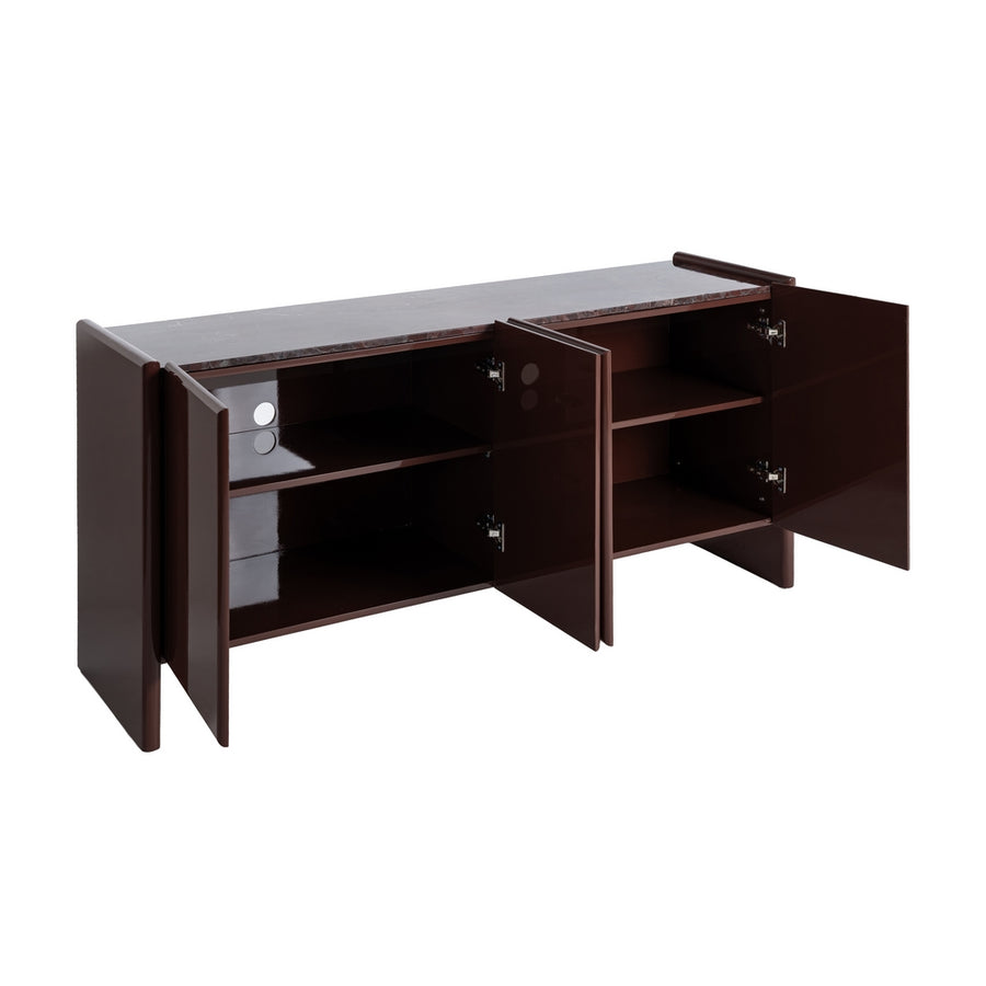 APARADOR LACADO GRANATE MÁRMOL-DM SALÓN 163 X 45 X 75 CM