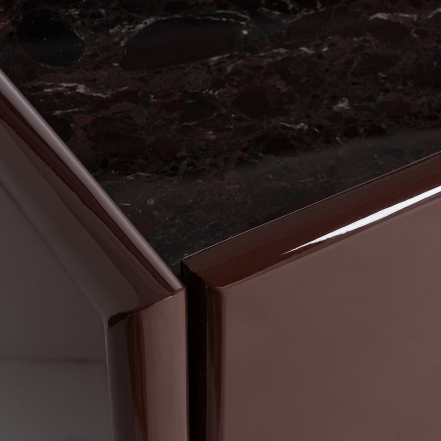 APARADOR LACADO GRANATE MÁRMOL-DM SALÓN 163 X 45 X 75 CM