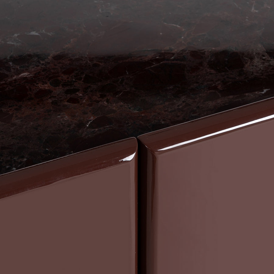APARADOR LACADO GRANATE MÁRMOL-DM SALÓN 163 X 45 X 75 CM