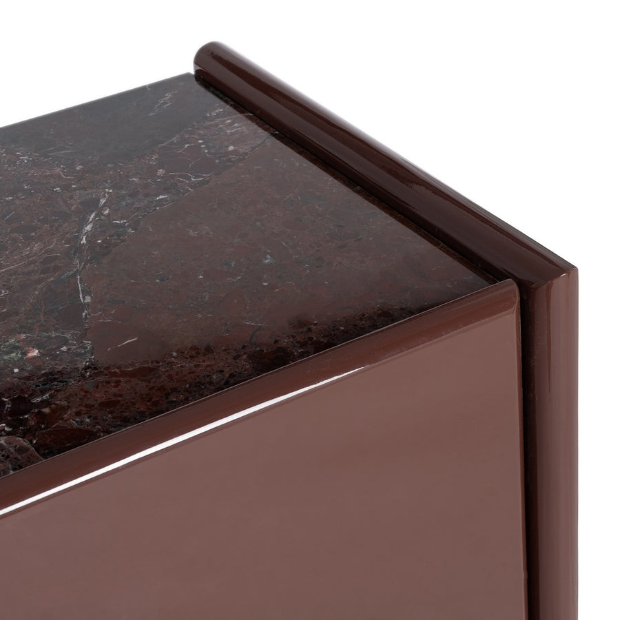 APARADOR LACADO GRANATE MÁRMOL-DM SALÓN 163 X 45 X 75 CM