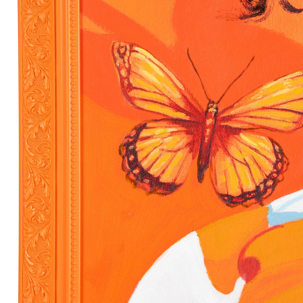 PINTURA MUJER NARANJA LIENZO DECORACI�N 100 X 3,50 X 130 CM