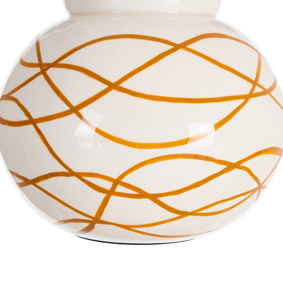 JARRÓN BLANCO-MOSTAZA METAL DECORACIÓN 23 X 23 X 20 CM