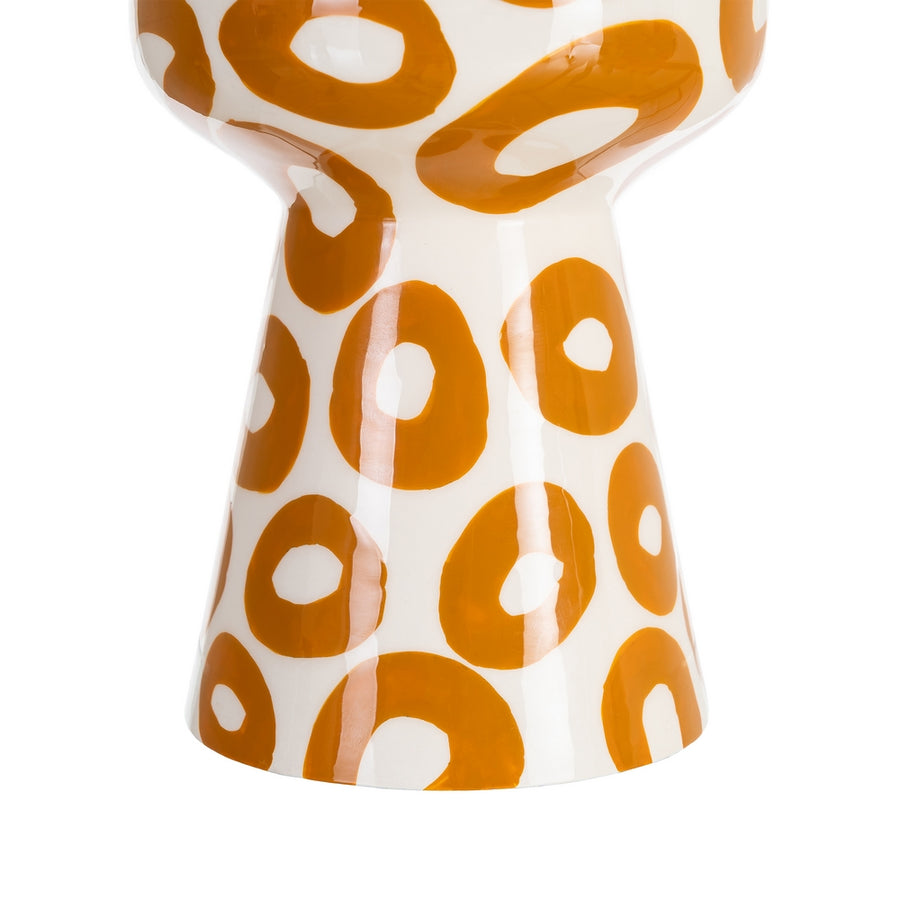 WHITE-MUSTARD METAL VASE DECORATION 11 X 11 X 28 CM