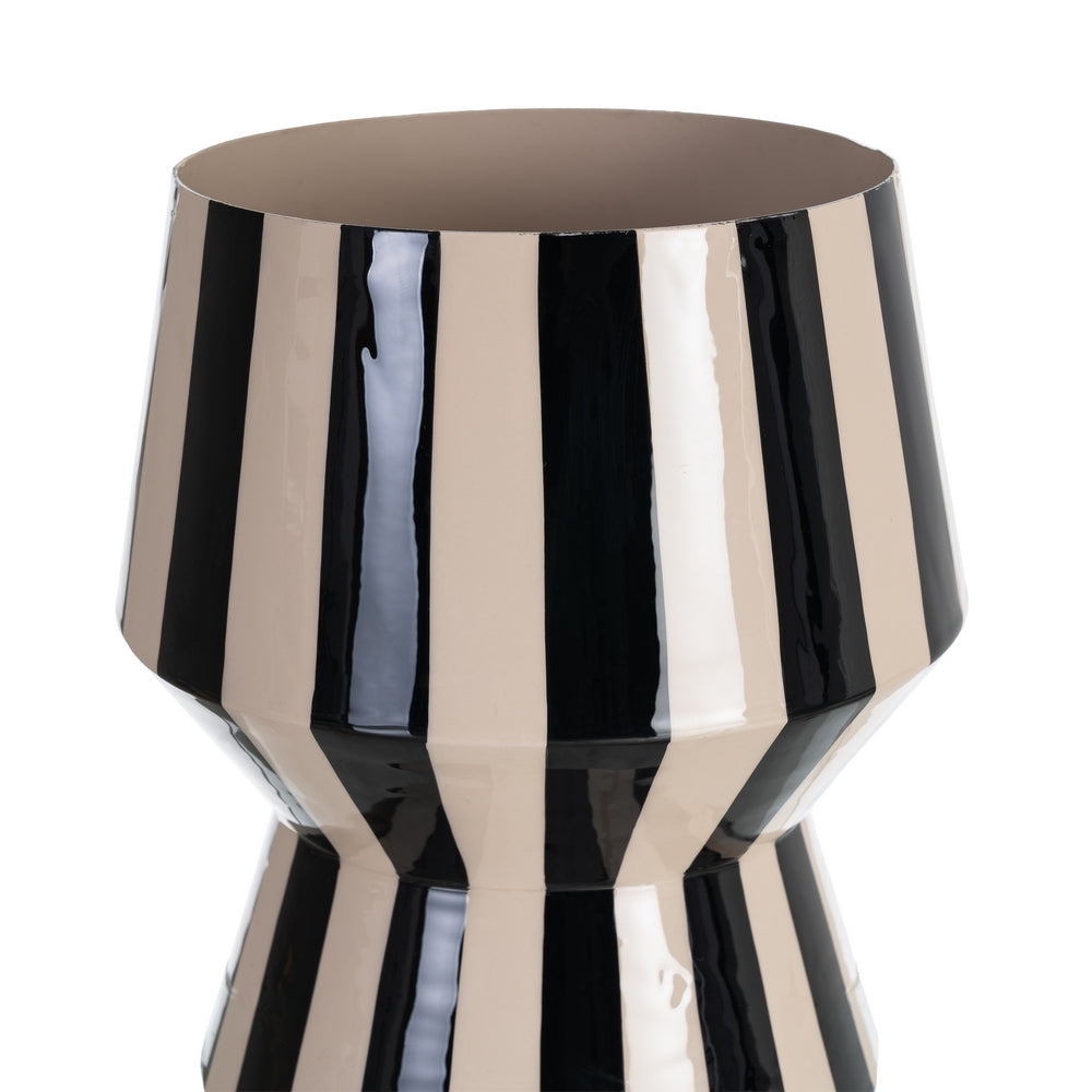 JARR�N RAYAS BLANCO-NEGRO METAL 18,50 X 18,50 X 19 CM
