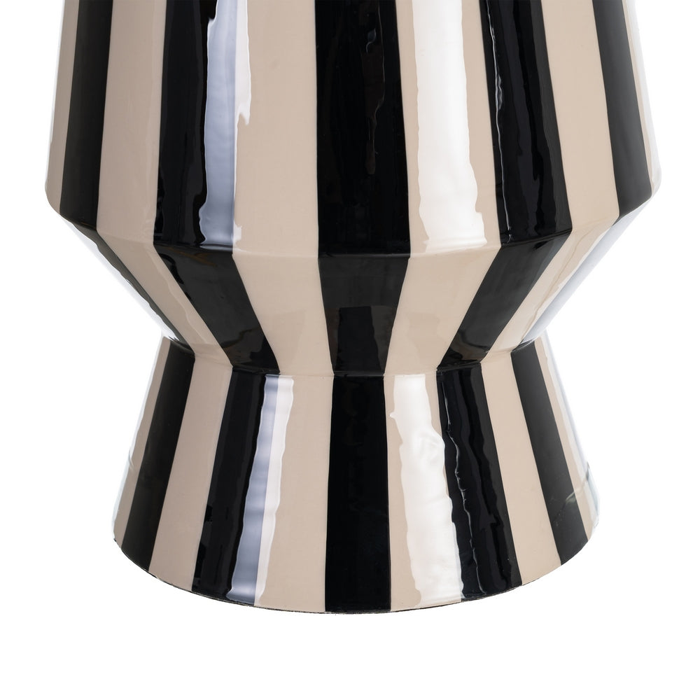 JARR�N RAYAS BLANCO-NEGRO METAL 18,50 X 18,50 X 19 CM