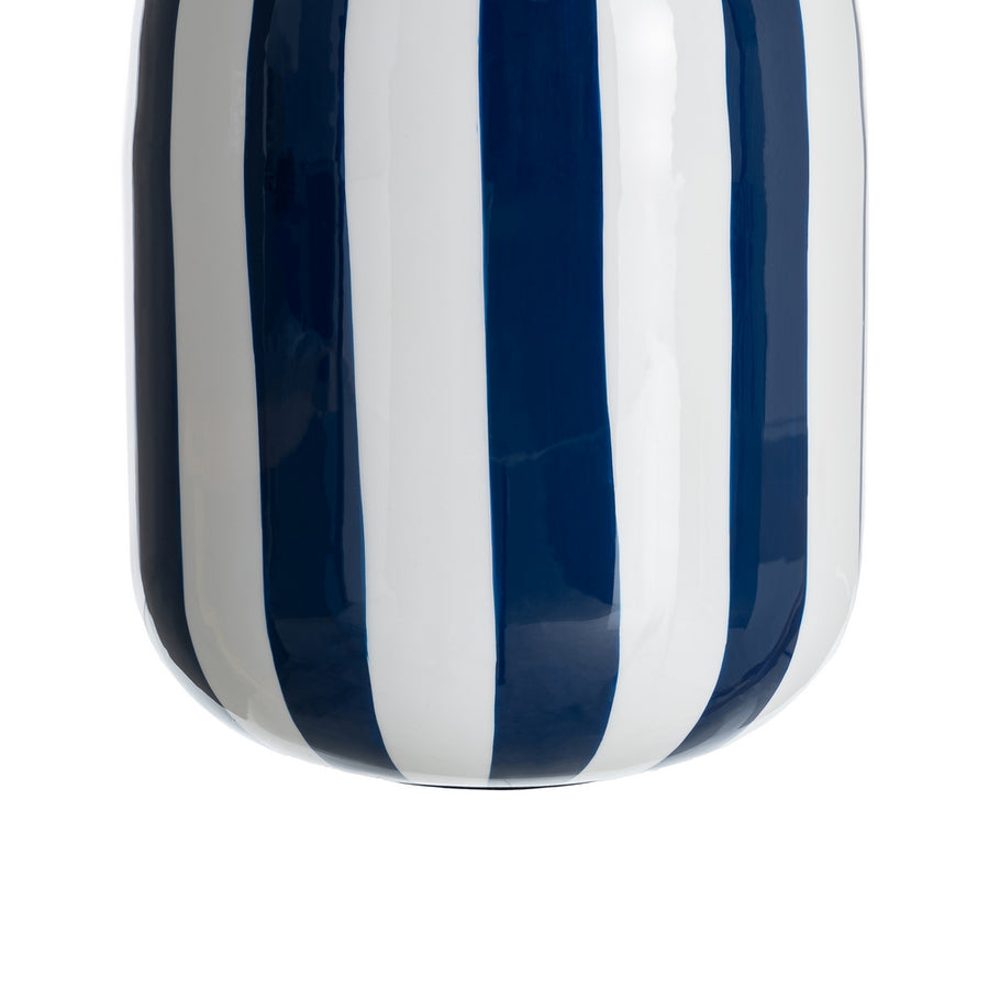 JARRÓN RAYAS AZUL METAL DECORACIÓN 18 X 18 X 30 CM