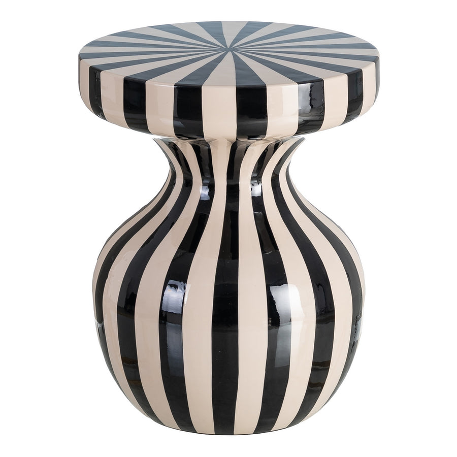 MESA AUXILIAR RAYAS BLANCO-NEGRO METAL 38 X 38 X 47 CM