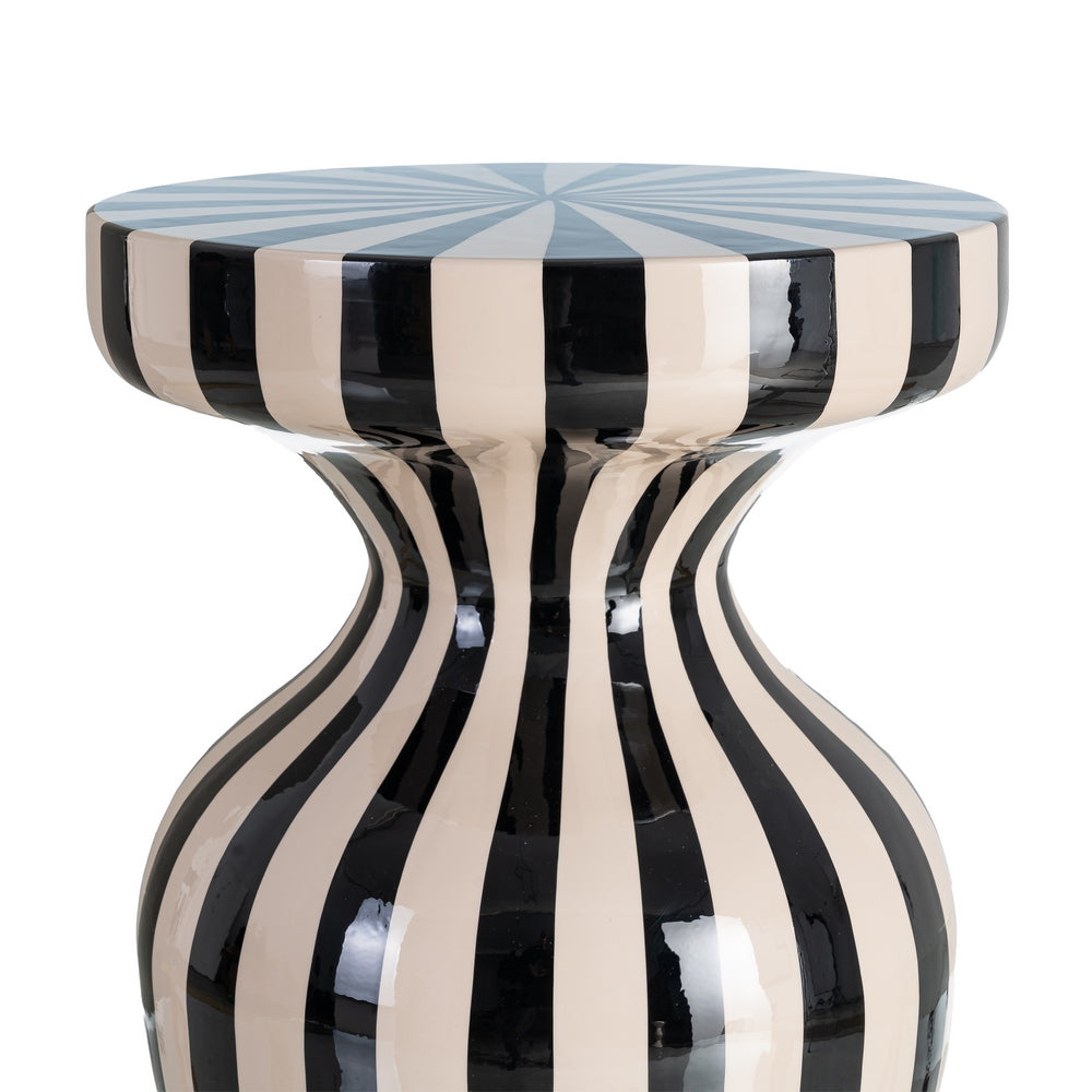MESA AUXILIAR RAYAS BLANCO-NEGRO METAL 38 X 38 X 47 CM