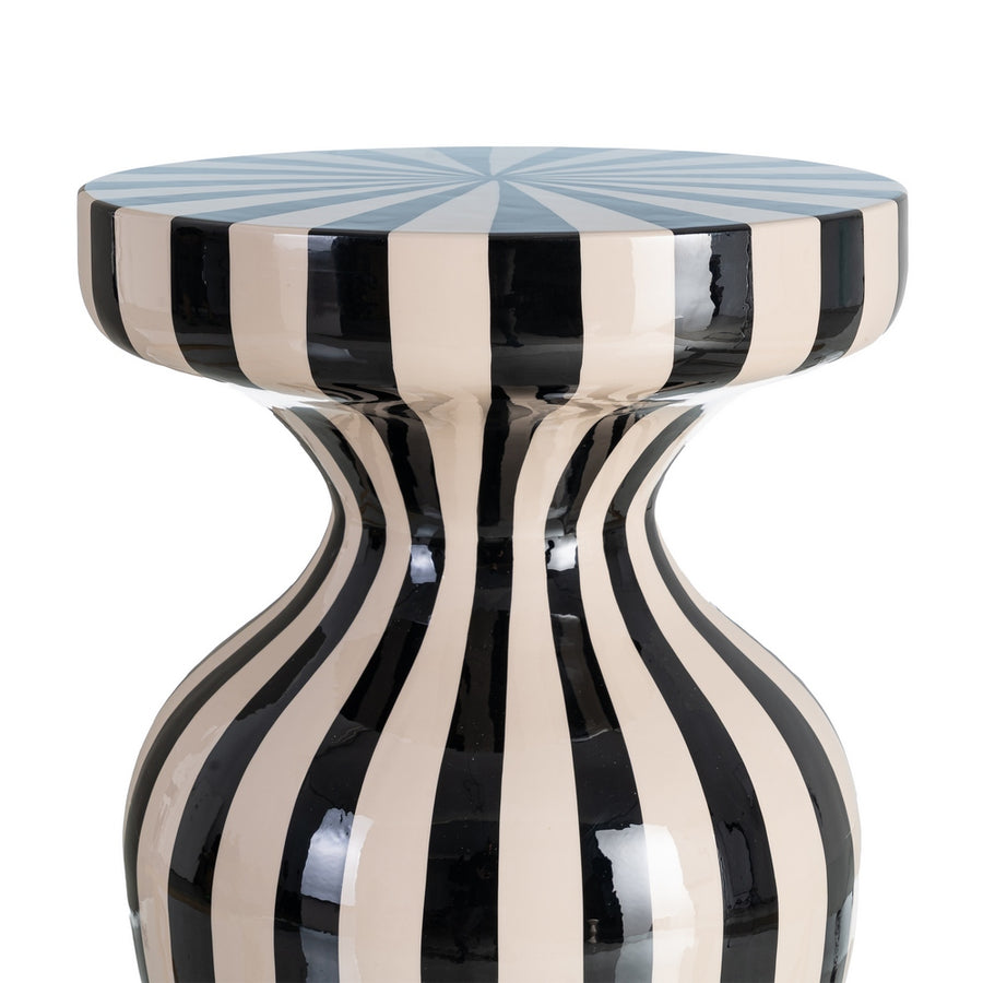 MESA AUXILIAR RAYAS BLANCO-NEGRO METAL 38 X 38 X 47 CM