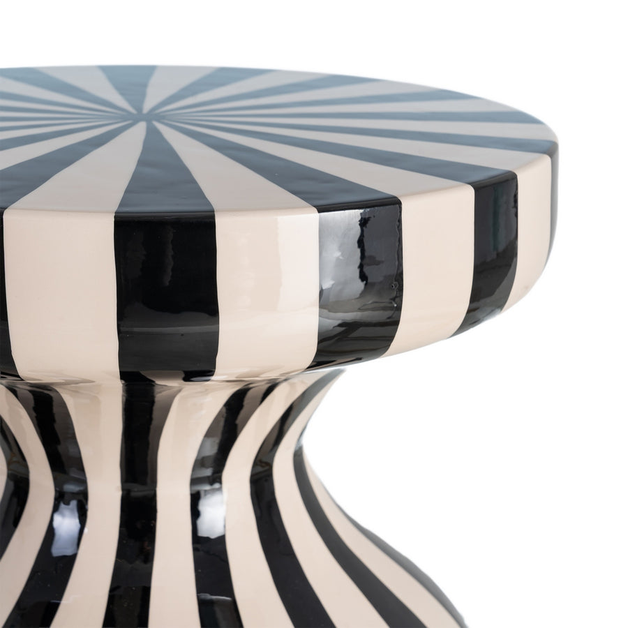 MESA AUXILIAR RAYAS BLANCO-NEGRO METAL 38 X 38 X 47 CM
