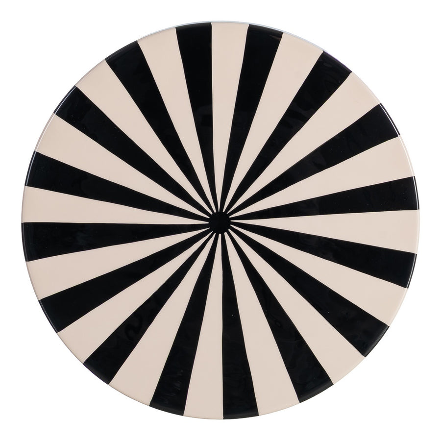 MESA AUXILIAR RAYAS BLANCO-NEGRO METAL 38 X 38 X 47 CM