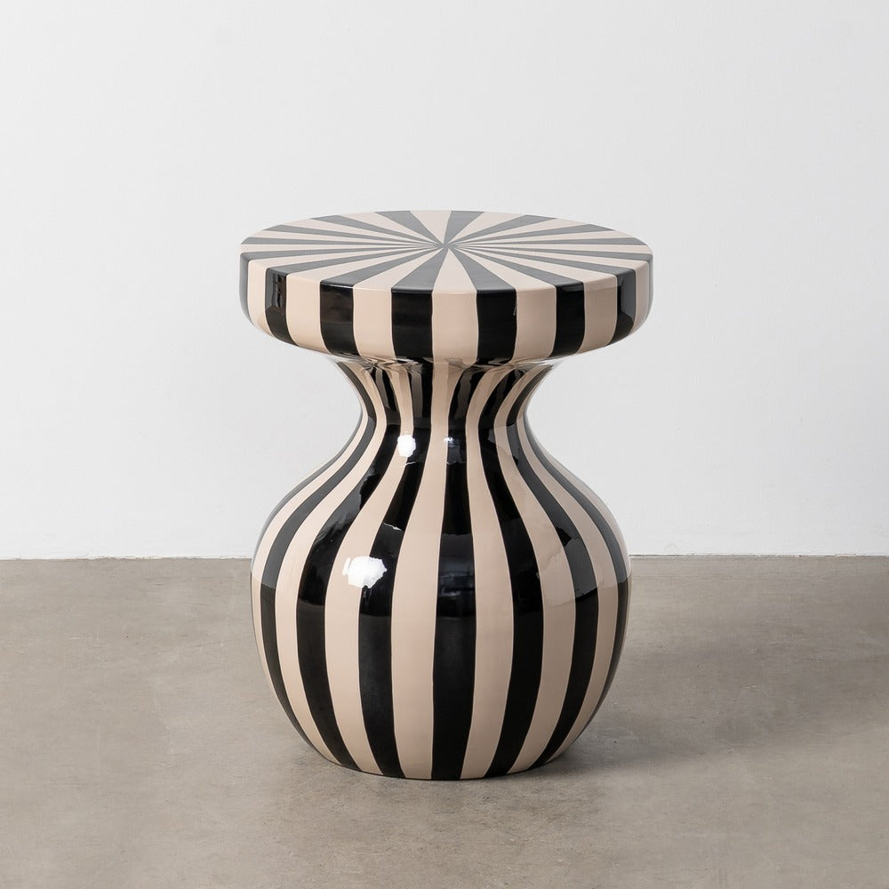 MESA AUXILIAR RAYAS BLANCO-NEGRO METAL 38 X 38 X 47 CM