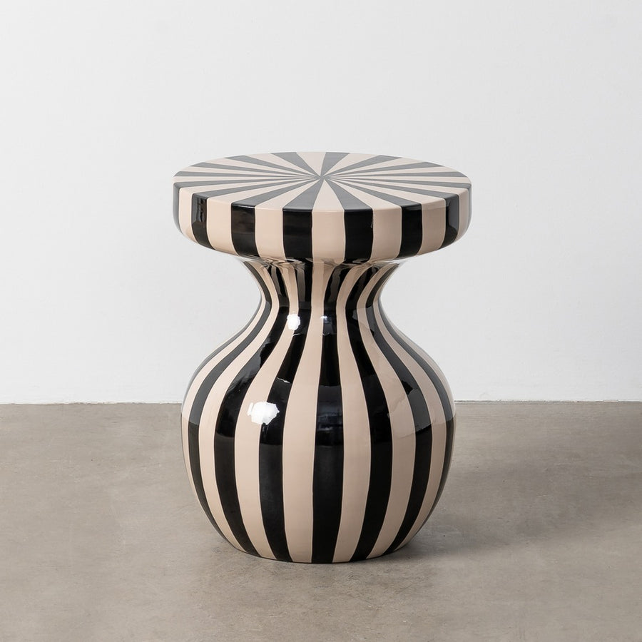MESA AUXILIAR RAYAS BLANCO-NEGRO METAL 38 X 38 X 47 CM