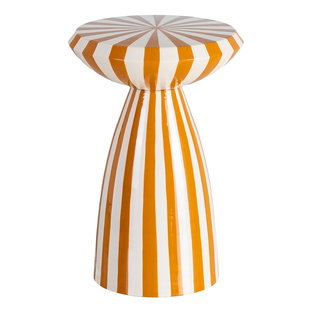 MESA AUXILIAR RAYAS MOSTAZA METAL 33 X 33 X 48 CM