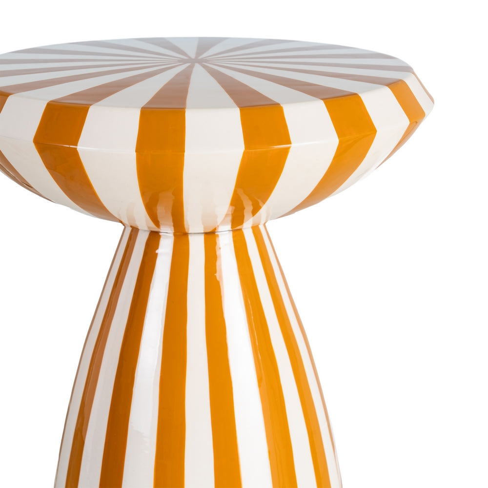 MESA AUXILIAR RAYAS MOSTAZA METAL 33 X 33 X 48 CM