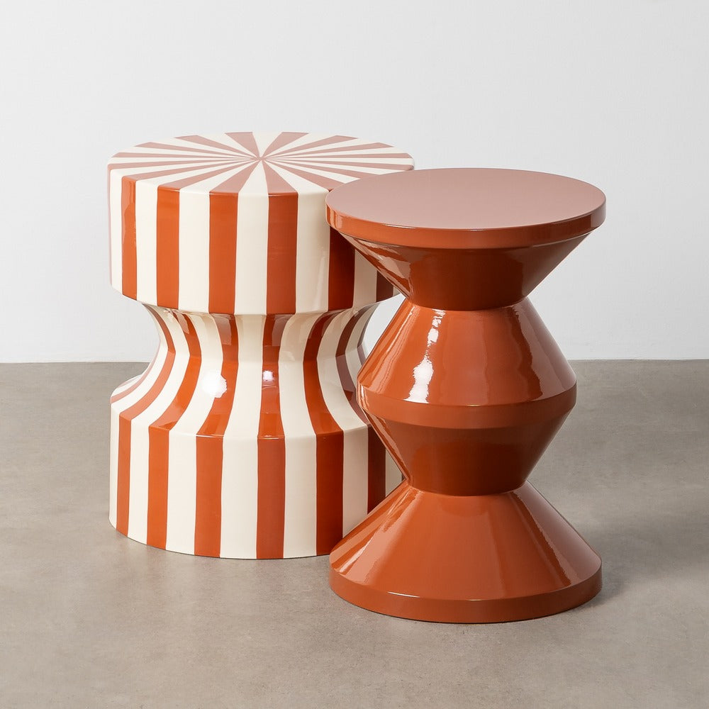 MESA AUXILIAR TERRACOTA METAL DECORACI�N 33 X 33 X 55 CM