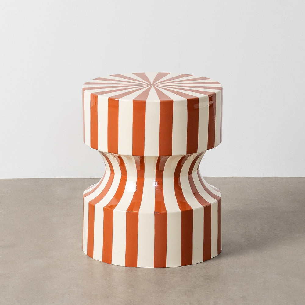 MESA AUXILIAR RAYAS TERRACOTA METAL 38 X 38 X 45,50 CM